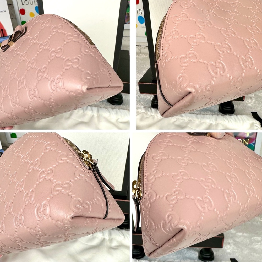 Gucci GG Pink Stamped leather GM, Large size cosmetic pouch or crossbody CUTE! - Picture 4 of 16